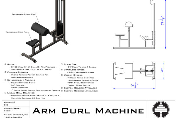 Samson Equipment 810 Arm Curl Machine (150 lb.) cut sheet