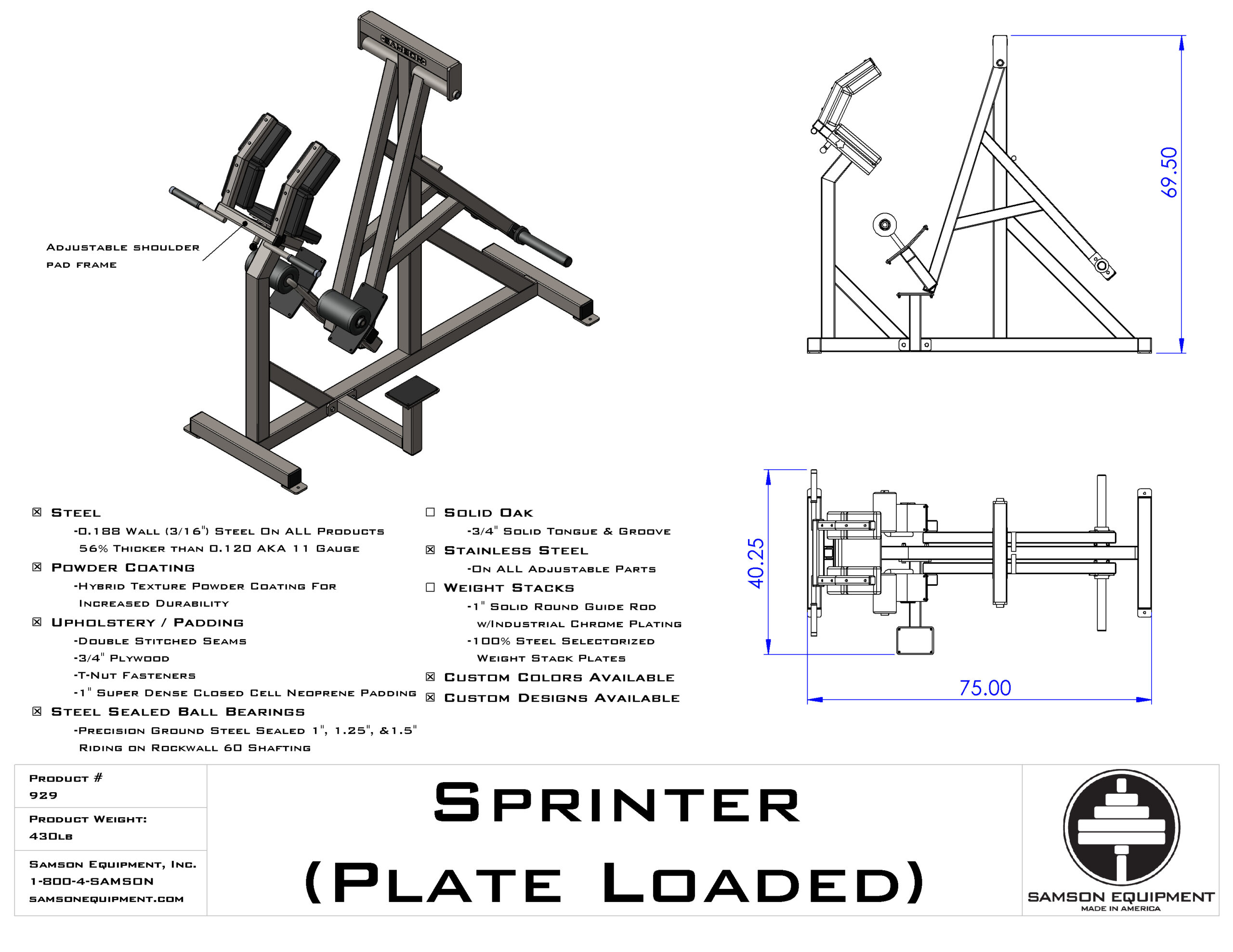 Sprinter Plate Loaded Spec Sheet by Samson Equipment Inc.