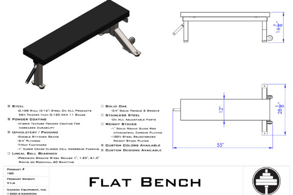 Samson Equipment 100 Flat Bench cut sheet