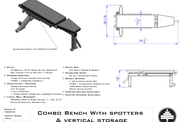 Samson Equipment 100CS-VS Combo Bench Vertical Storage cut sheet