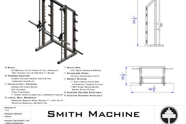 Samson Equipment 114 Smith Machine cut sheet