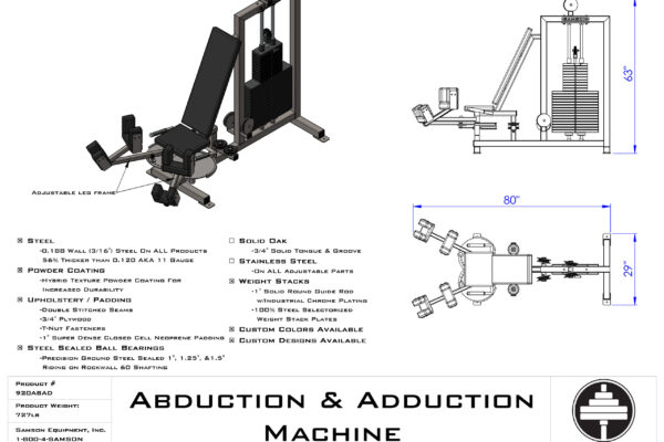 Samson Equipment 920ABAD Abduction & Adduction Machine Selectorized cut sheet