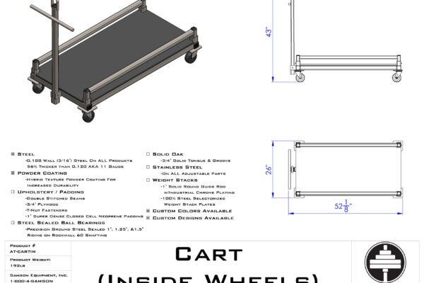 Samson Equipment AT-CARTIN Cart – inside Wheels – 1160# cap. cut sheet