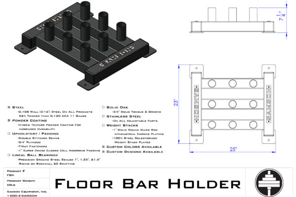 Samson Equipment FBH Floor Bar Holder (Holds 9 Bars) cut sheet