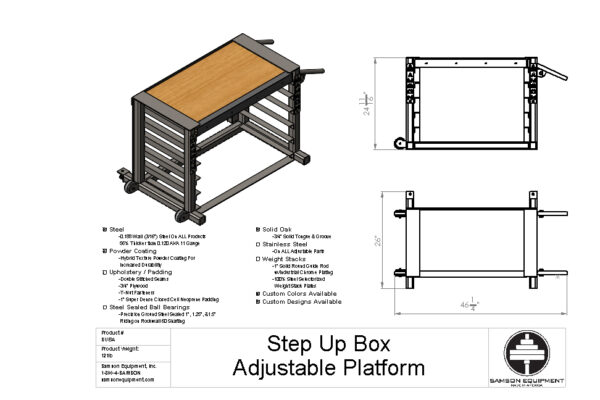Samson Equipment SUBA Adjustable Step Up Box with Rubber Top cut sheet