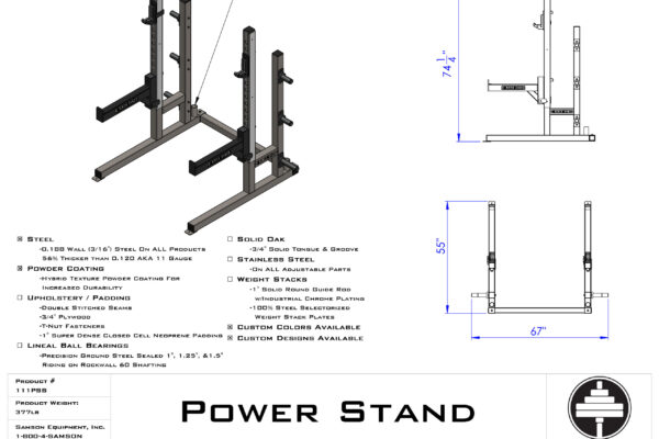 Samson Equipment 111PSS Power Stand (3″)/Storage cut sheet