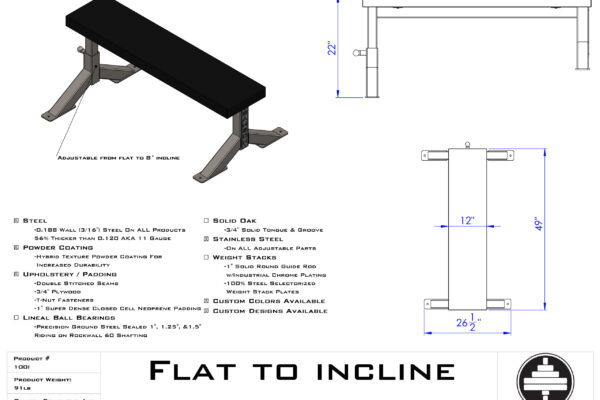 Samson Equipment 100i Flat to Incline Bench cut sheet