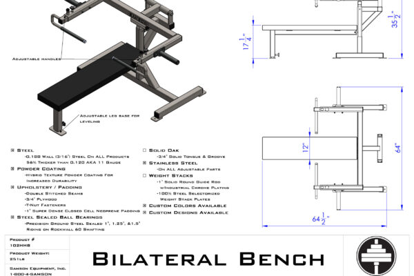 Samson Equipment 102HHB Bilateral Bench cut sheet