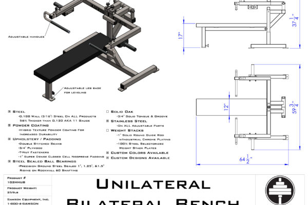 Samson Equipment 102HHUB Unilateral/Bilateral Bench Press cut sheet
