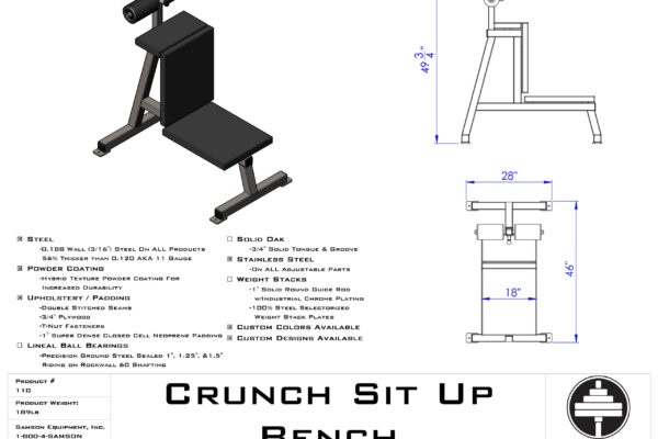 Samson Equipment 110 Crunch Sit Up Bench cut sheet