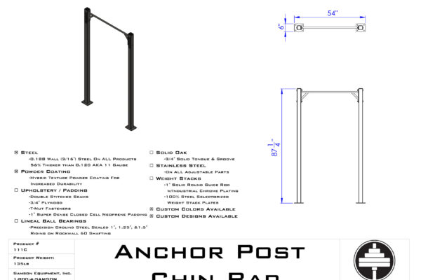 Samson Equipment 111C Anchor Post Chin Bar cut sheet