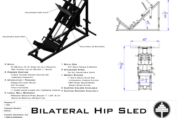 Samson Equipment 112U Bilater/Unilateral Hip Sled (Plate Load) cut sheet