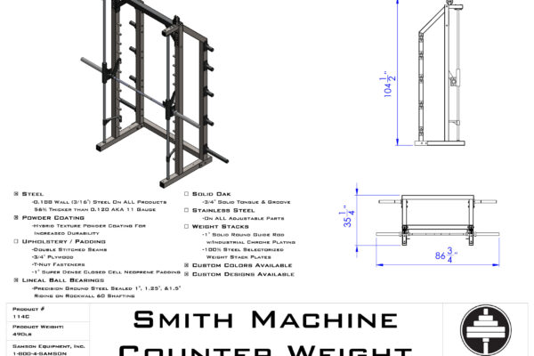 Samson Equipment 114C Smith Machine (Counter Weight) cut sheet