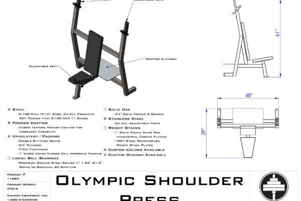 Samson Equipment 116RH Seated Shoulder Press cut sheet