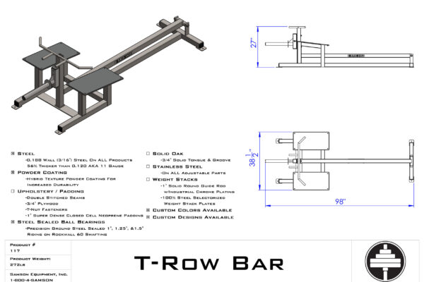 Samson Equipment 117 T-Bar Row cut sheet
