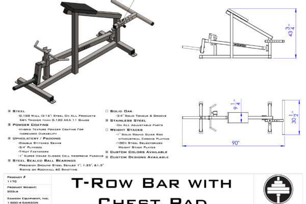 Samson Equipment 117C T-Bar Row with Chest Pad cut sheet