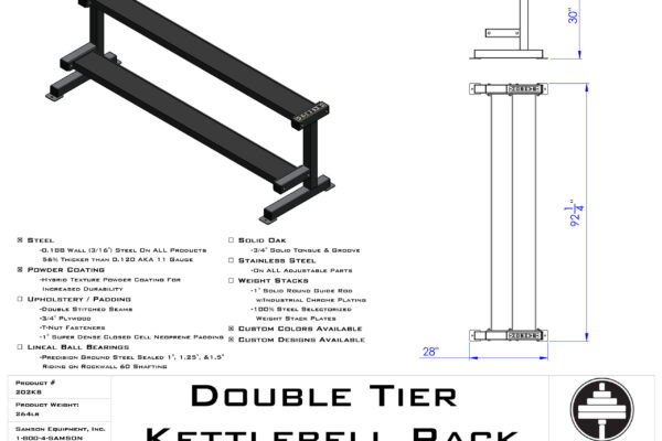 Samson Equipment 202 Double Tier Dumbbell Rack (10pr.) cut sheet