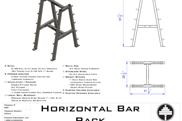 Samson Equipment 205 Horizontal Bar Rack (Holds 10bars) cut sheet
