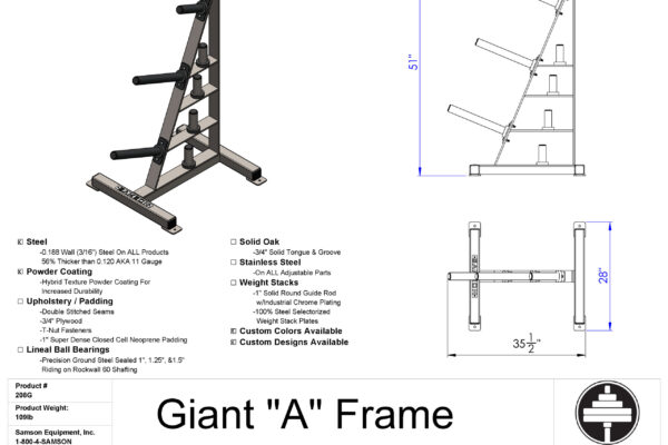 Samson Equipment 208G Giant A Frame cut sheet