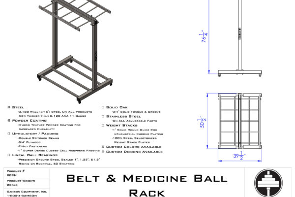 Samson Equipment 209M Belt/Medicine Ball Rack With Wheels cut sheet