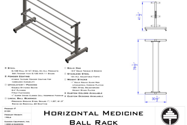 Samson Equipment 210H Medicine Ball Rack – Horizontal cut sheet
