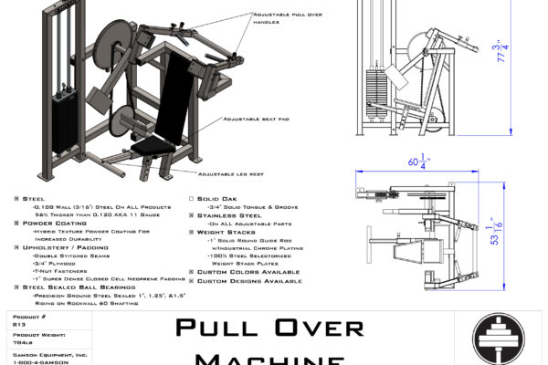 Samson Equipment 813 Pull-Over Machine (200 lb.) cut sheet