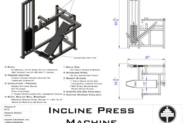 Samson Equipment 814I Incline Press Machine (250 lb.) cut sheet