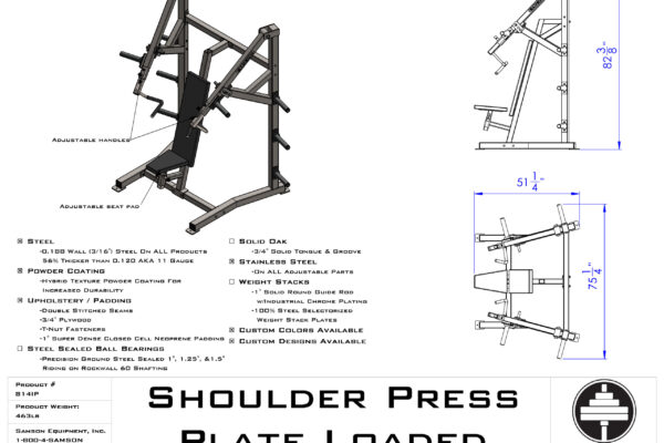 Samson Equipment 814IP Shoulder Press Plate Loaded cut sheet