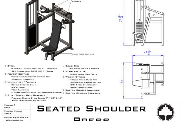Samson Equipment 814S Seated Shoulder Press Machine (250 lb.) cut sheet