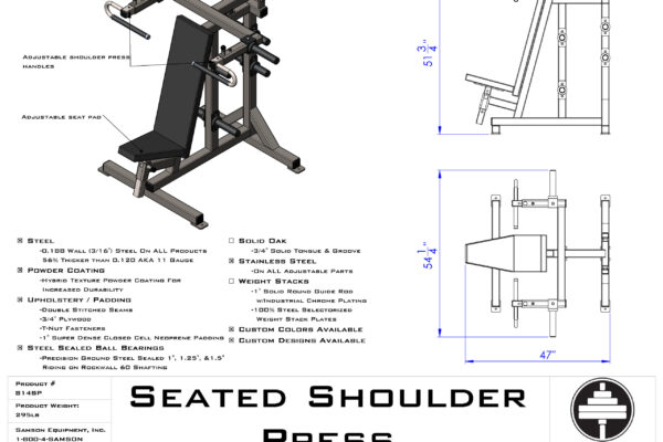 Samson Equipment 814SP Seated Shoulder Press (Plate Loaded) cut sheet