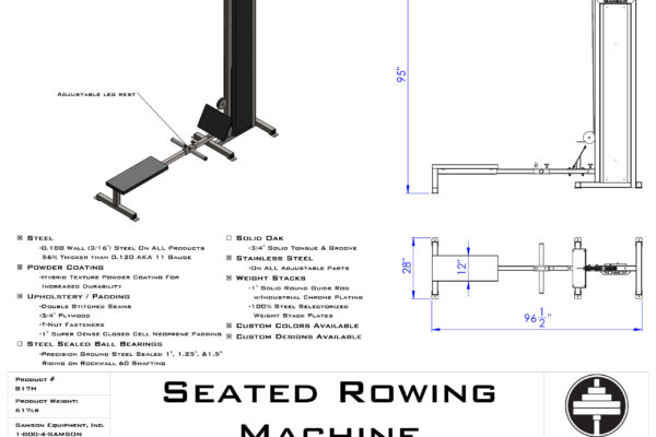 Samson Equipment 817H Seated Rowing Machine (300 lb.) cut sheet