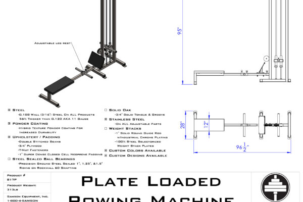 Samson Equipment 817P Seated Row Plate Loaded cut sheet