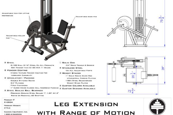 Samson Equipment 910 Leg Extension Machine (250 lb.) by Samson Equipment cut sheet