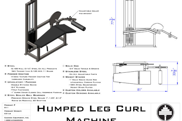Samson Equipment 911 Humped Leg Curl Machine (200 lb.) cut sheet