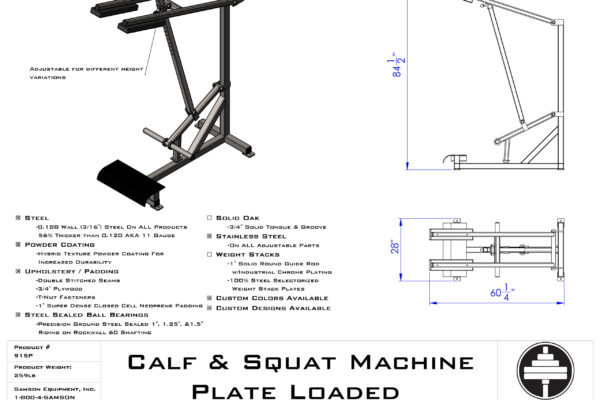 Samson Equipment 915P Standing Calf & Squat Machine(Plate Load) cut sheet