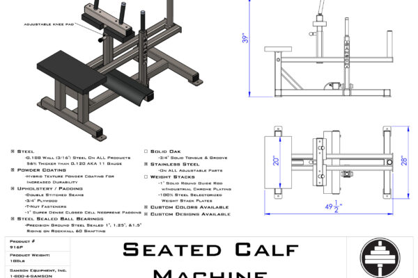 Samson Equipment 916P Seated Calf Machine (Plate Loaded) cut sheet
