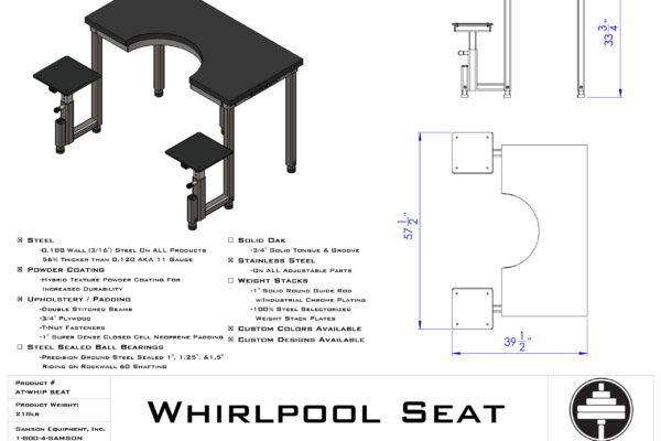 Samson Equipment AT-WHIP SEAT Whirlpool Seat cut sheet