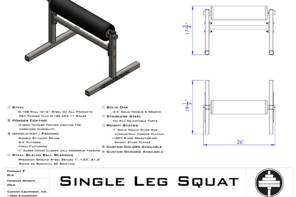Samson Equipment Single Leg Squat Samson Single Leg Stand cut sheet