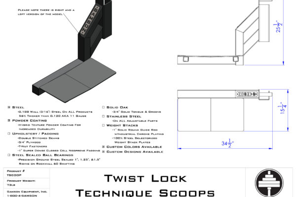 Samson Equipment TSCOOP Technique Scoops Rack Attachment cut sheet